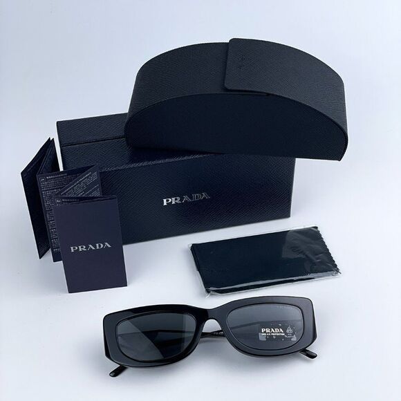NEW Prada PR14YS 1AB5S0 Black Dark Grey Rectangle Unisex Sunglasses - Picture 8 of 14